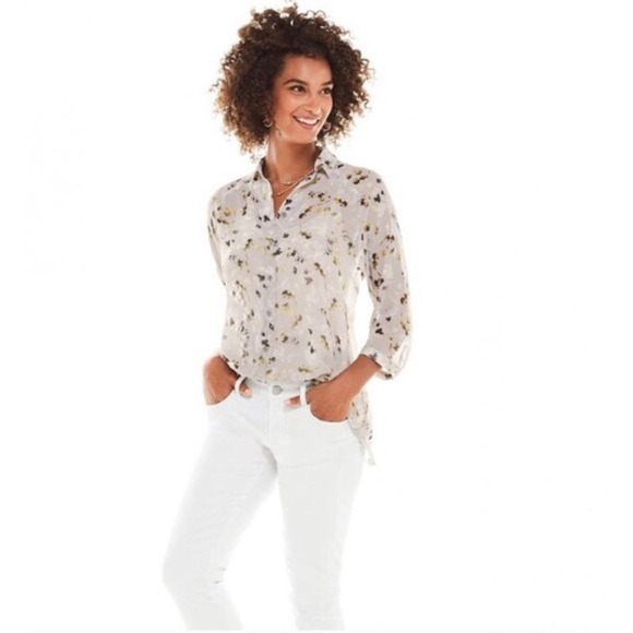 Cabi Matinee Top sheer floral blouse gray 5204 - Picture 1 of 7